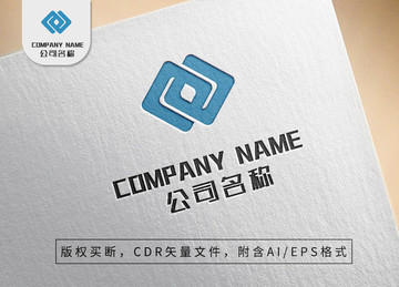 科技商务正方形菱形logo设计