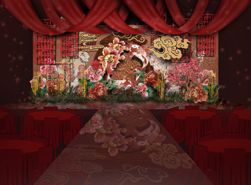 紅色中式婚禮效果圖復(fù)古
