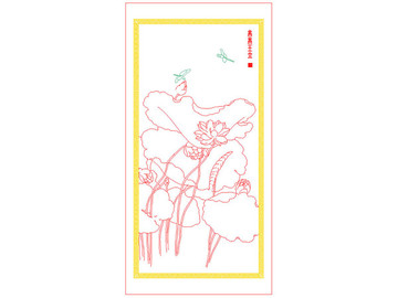 新中式玄關(guān)裝飾AI線稿亭亭玉立
