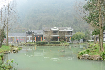 中式风格水景园林建筑