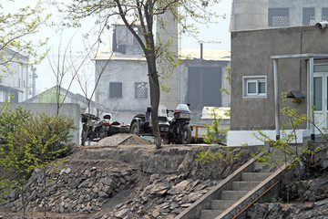 朝鲜边防哨所
