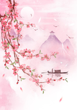 古風(fēng)桃花插畫