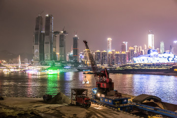 重庆朝天门广场和江北嘴夜景