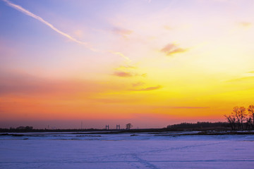 夕阳冬雪