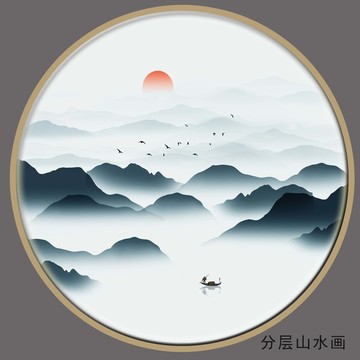 寫(xiě)意圓形掛畫(huà)