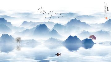 新中式簡(jiǎn)約山水裝飾畫(huà)