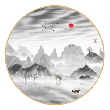 水墨山水無框畫