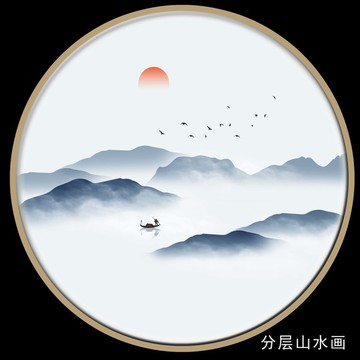 禅意水墨山水画