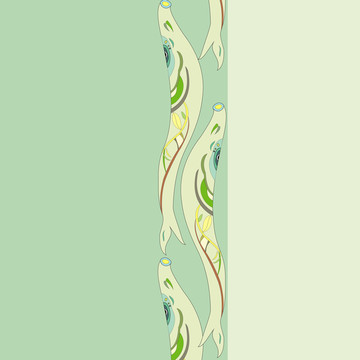 鲤鱼植物花卉图案设计