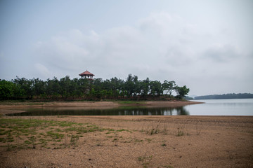 绿岸湖水