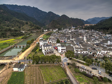 浙江兰溪芝堰古村航拍