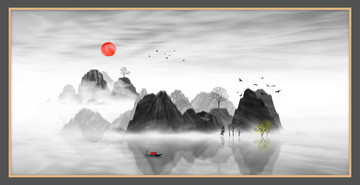 水墨遠(yuǎn)山