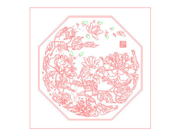 新中式牡丹裝飾畫(huà)富貴圖AI線稿