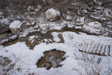 雪中溪水