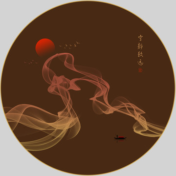 金色抽象山水畫