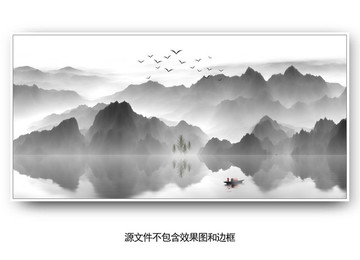 新中式山水背景墻