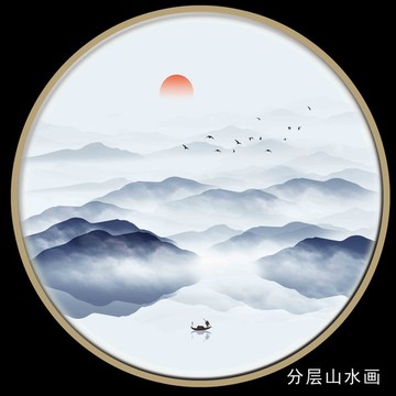 中国风装饰画圆形挂画