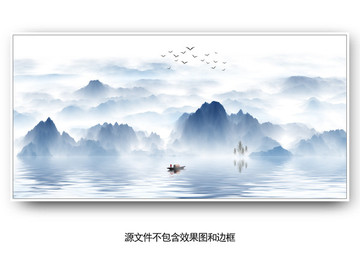 水墨畫新中式客廳書房水墨畫