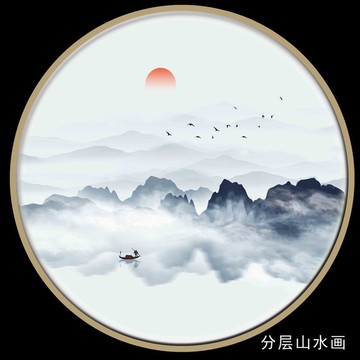 圓形新中式裝飾畫