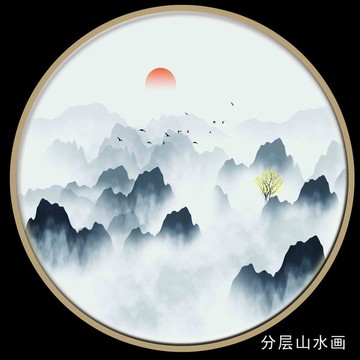 中国风圆形壁画