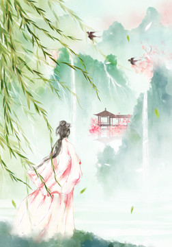 古裝美女背影