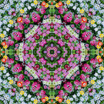 鮮花拼花對稱裝飾圖案