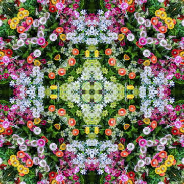 鮮花拼花對稱裝飾圖案