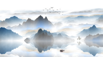 中式水墨山水畫