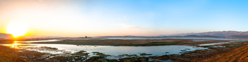 夕阳下的长桥海国家湿地公园全景
