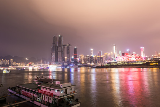 重庆朝天门夜景来福士大剧院