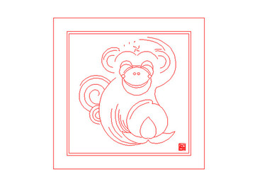 創(chuàng)意十二生肖猴裝飾畫AI線稿