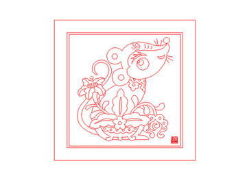 復(fù)古創(chuàng)意十二生肖裝飾畫鼠AI稿