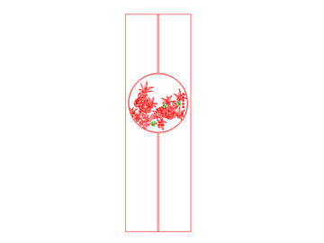 新中式桃花條屏裝飾畫AI線稿