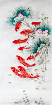 荷花九條魚