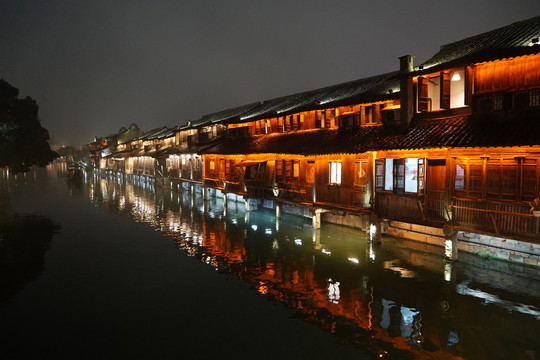 江南水乡乌镇西栅夜景