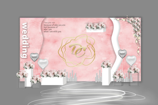 粉白色水彩主题婚礼背景