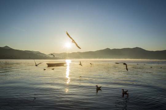 泸沽湖晨曦