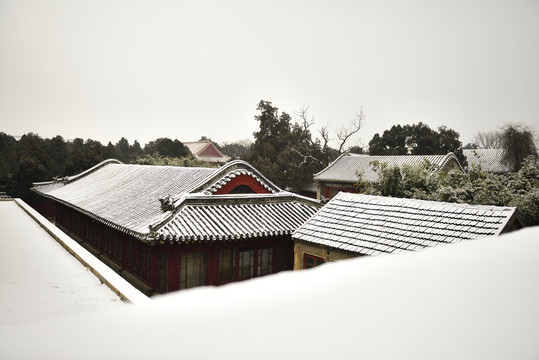 雪中古建筑摄影