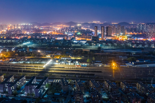 航拍徐州市城市夜景