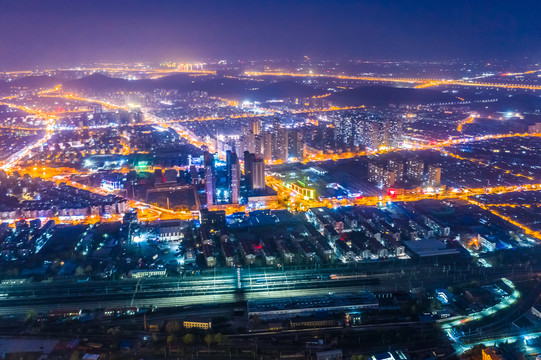 航拍徐州市城市夜景