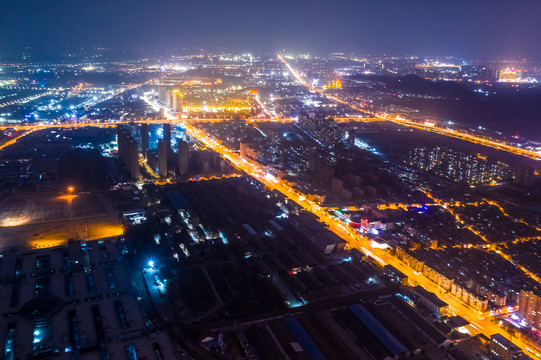 航拍徐州市城市夜景