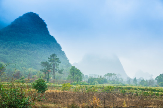 雾色山岭风光