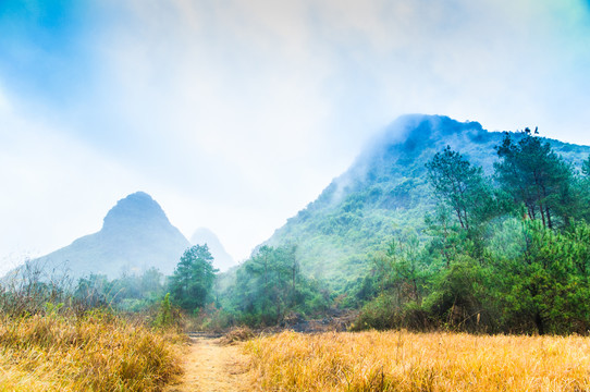 雾色山岭风光