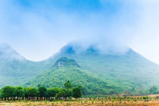 雾色山岭风光