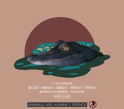 保护动物鳄鱼插画