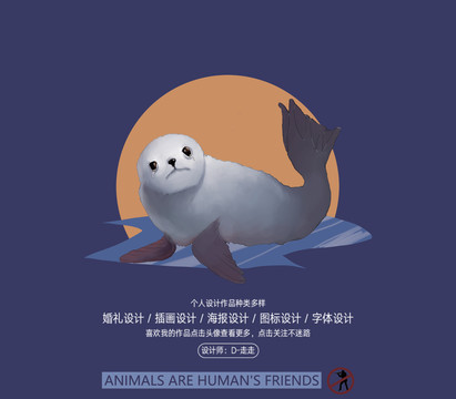 保護(hù)動(dòng)物海豹插畫(huà)