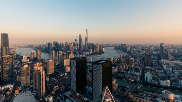 上海浦东黄昏夜景