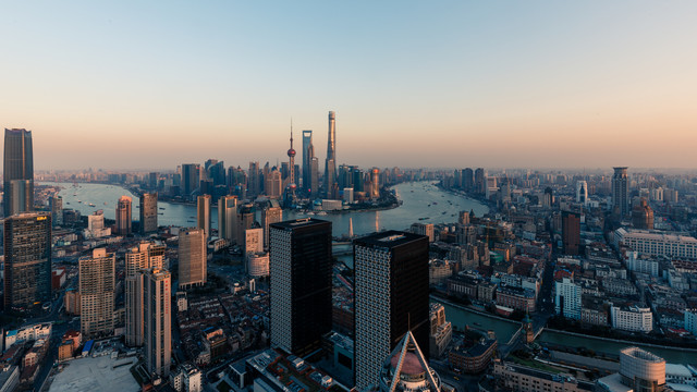 上海浦东黄昏夜景