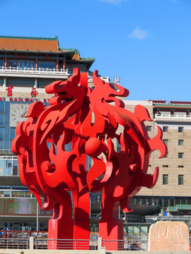 北京西站国风雕塑
