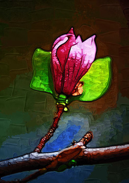 玉蘭花油畫(huà)